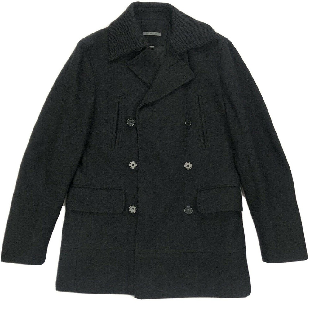 John Varvatos “Carlos” Double Breasted Wool Coat Size L